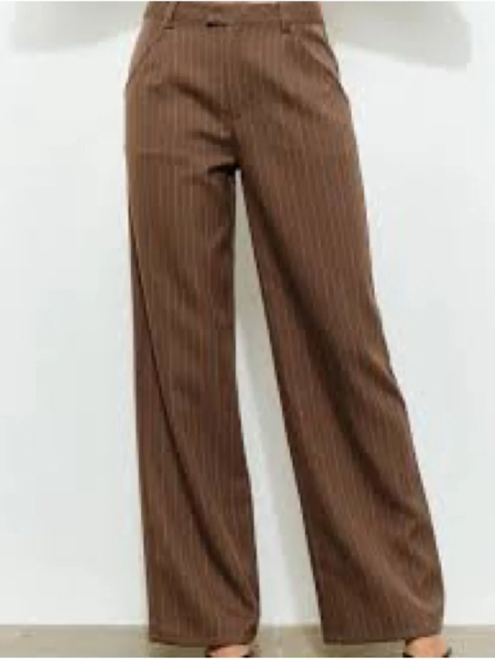 Tailored Wide-Leg Brown Pinstripe Men’s Trousers